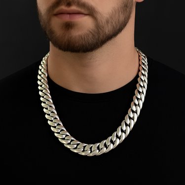 Solid 999 Sterling Silver Cuban Chain 13mm 370gr